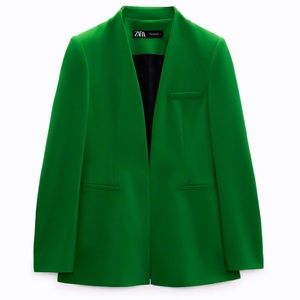 ZARA BLAZER - Brand new forest green lapelless fitted blazer.